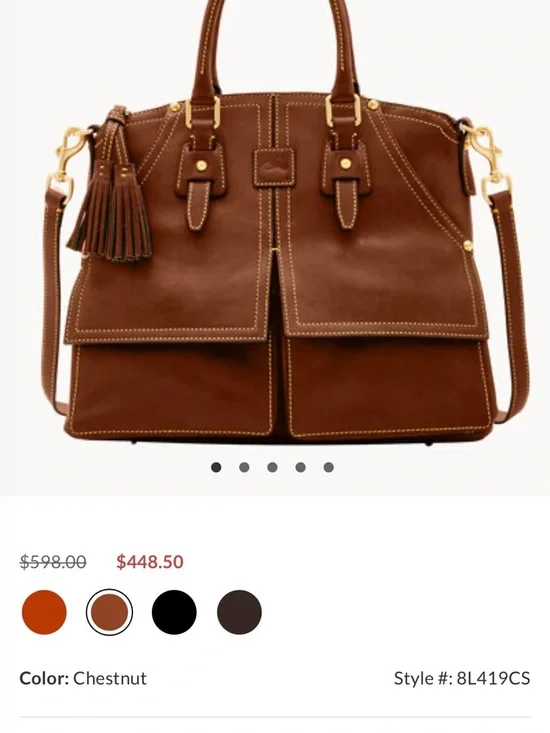 Dooney & Bourke Brown Leather Tote with Gold Hardware - Picture 3 of 3